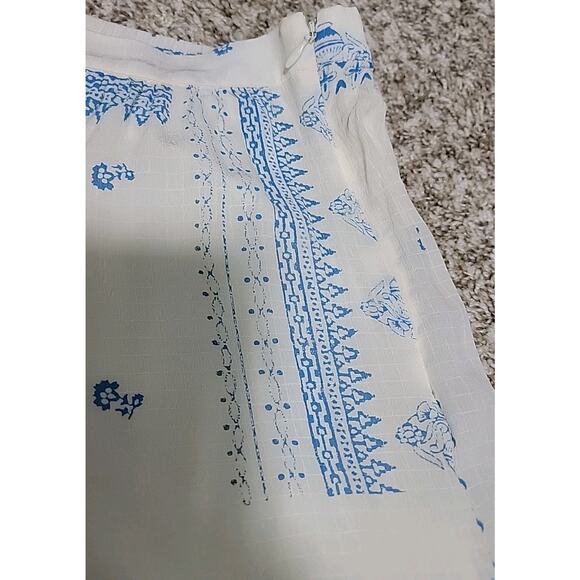 Ba&sh Lady Skirt Women Sz M Londer Midi Ecru Blue Folklore Block Print Bash EUC - Picture 7 of 15